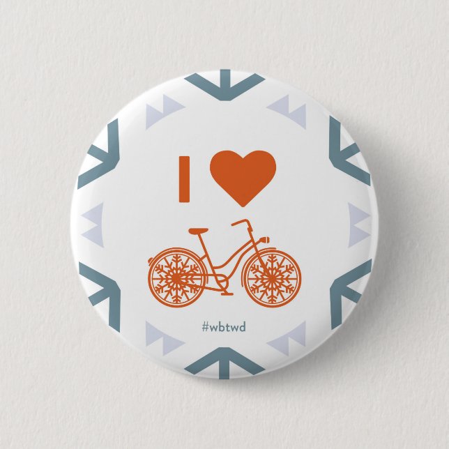 I Herz-Winter radfahrend - großes Button (Vorderseite)