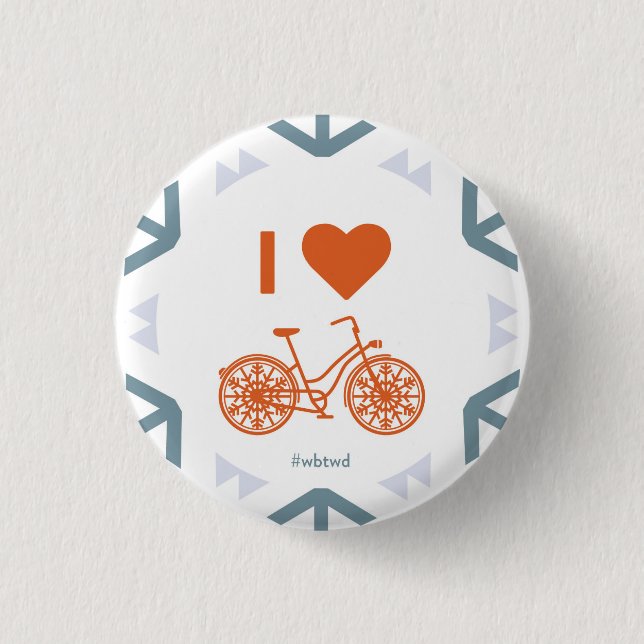 I Herz-Winter radfahrend - kleines Button (Vorderseite)