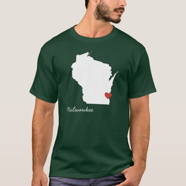 I Herz Wisconsin - kundengerechte Stadt T-Shirt (Vorderseite)