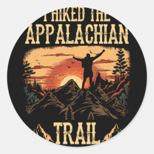 I Hiked The Appalachian Trail Mountains Striped Su Runder Aufkleber