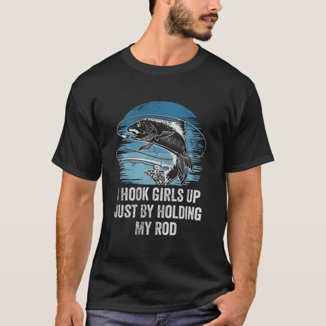 I Hook Up Fishing Fisher Humor Dad Jokes T-Shirt (Vorderseite)