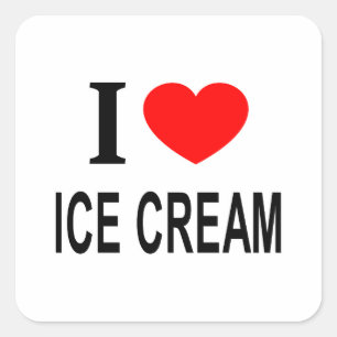 I ❤️ ICE CREAM I LIEBE ICE CREAM I HERART ICE CREA QUADRATISCHER AUFKLEBER