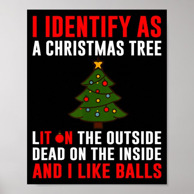 I Identify As A Christmas Tree Lit On Outside Dead Poster (Vorne)
