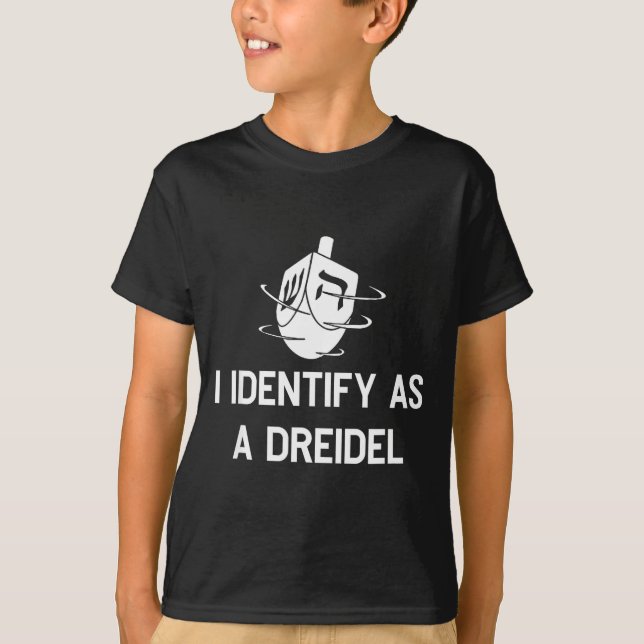 I Identify As A Dreidel Funny Hanukkah Gelt Menora T-Shirt (Vorderseite)