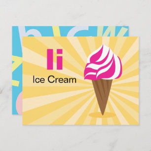 I is for Ice Cream - Alphabet Flash Card Postkarte