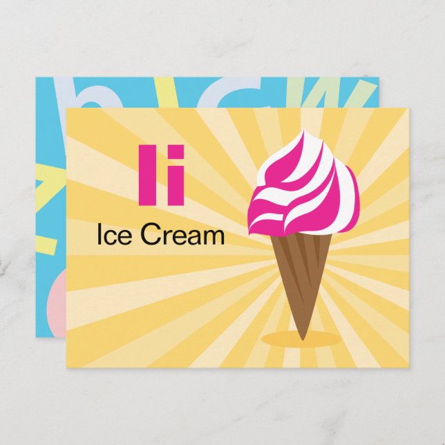 I is for Ice Cream - Alphabet Flash Card Postkarte (Vorne/Hinten)