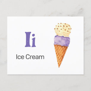 I is for Ice Cream - Alphabet Flash Card Postkarte