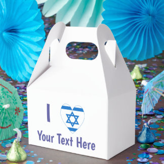 I (israelisches Flaggenherz) Ihr Text blau Geschenkschachtel