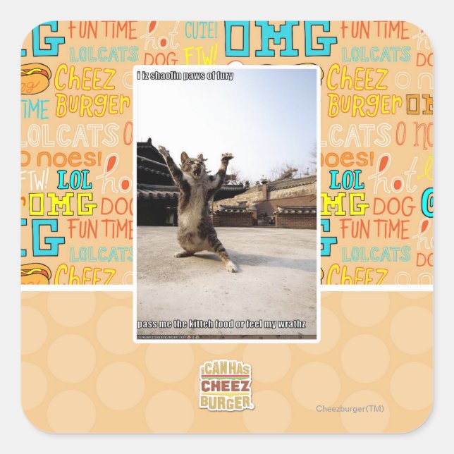 I iz Shaolin-Pfoten aus Zorn Quadratischer Aufkleber (Vorderseite)