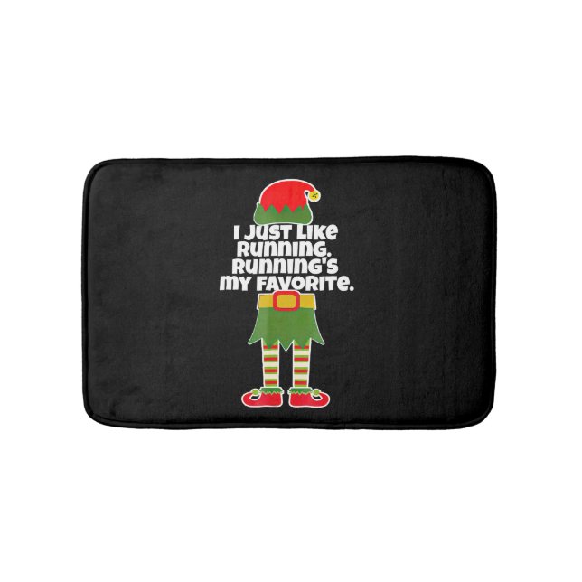 I Just Like to Run Running Runner Christmas Elf Badematte (Vorderseite)