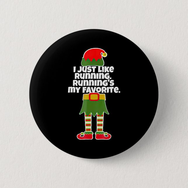I Just Like to Run Running Runner Christmas Elf Button (Vorderseite)