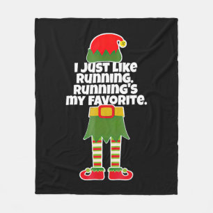 I Just Like to Run Running Runner Christmas Elf Fleecedecke