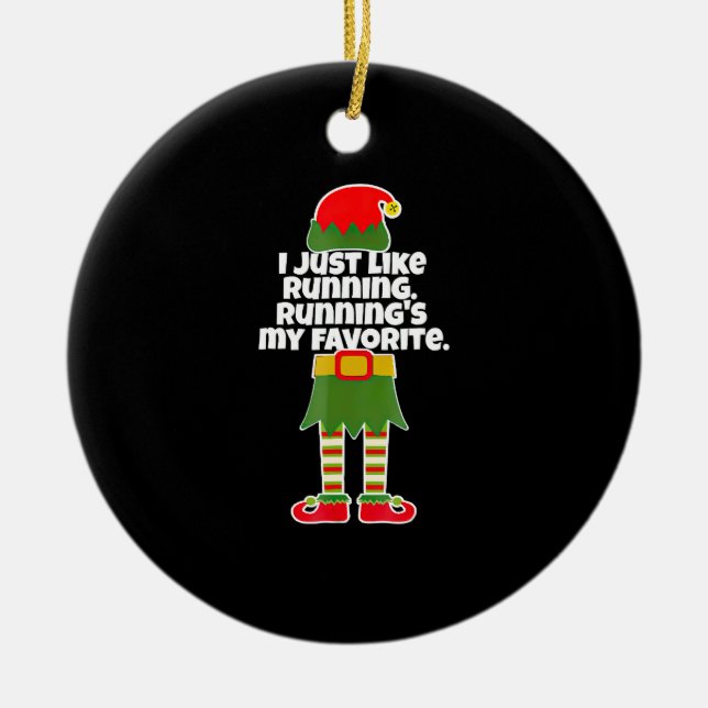 I Just Like to Run Running Runner Christmas Elf Keramik Ornament (Vorne)