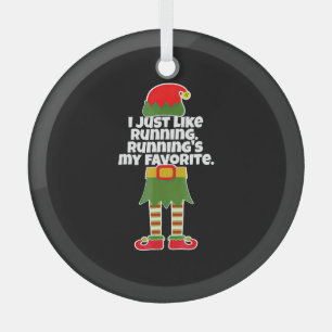 I Just Like to Run Running Runner Christmas Elf Ornament Aus Glas