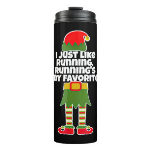 I Just Like to Run Running Runner Christmas Elf Thermosbecher