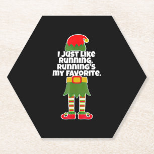 I Just Like to Run Running Runner Christmas Elf Untersetzer
