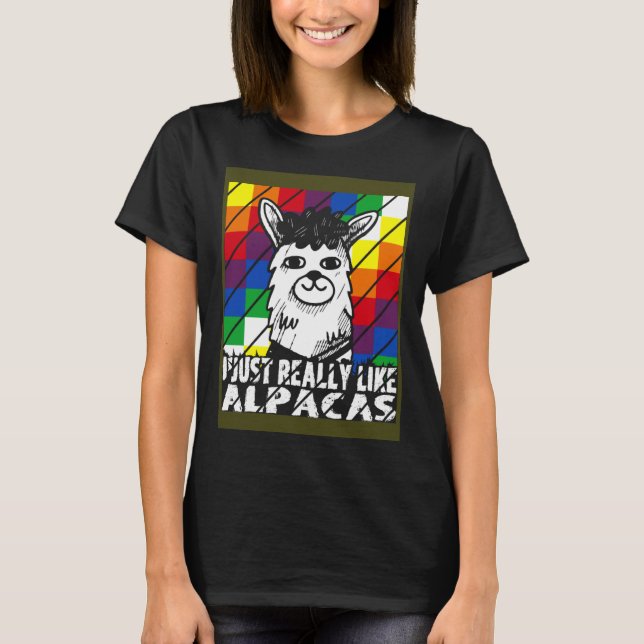 I Just Really Like Alpacas Wiphala Flag Andean Lla T-Shirt (Vorderseite)