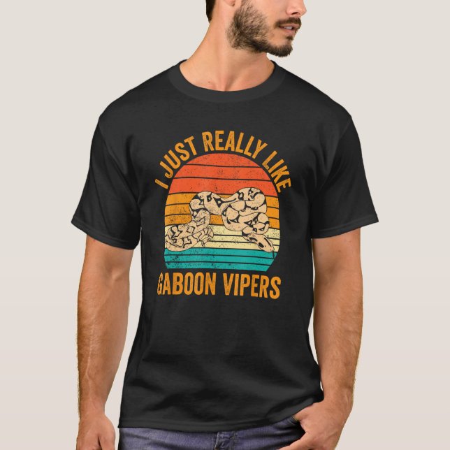 I Just Really Like Gaboon Vipers Retro T-Shirt (Vorderseite)
