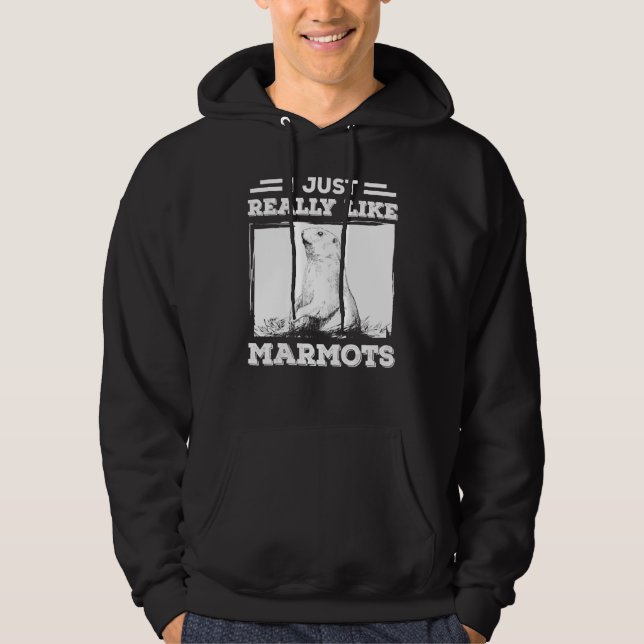 I Just Really Like Marmots, Groundhog Day February Hoodie (Vorderseite)