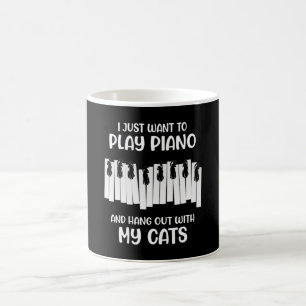 i just want to play piano gift for cat lovers kaffeetasse