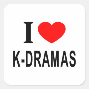 I ❤️ K-DRAMAS I-LIEBE K-DRAMAS I HERZ-K-DRAMAS QUADRATISCHER AUFKLEBER