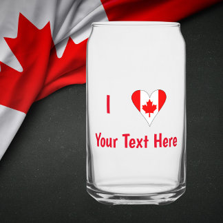 I (Kanadisches Flaggenherz) Ihr roter Text Dosenglas