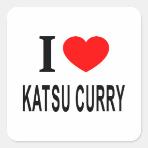 I ❤️ KATSU CURRY I LIEBE KATSU CURRY I HEART KATSU QUADRATISCHER AUFKLEBER