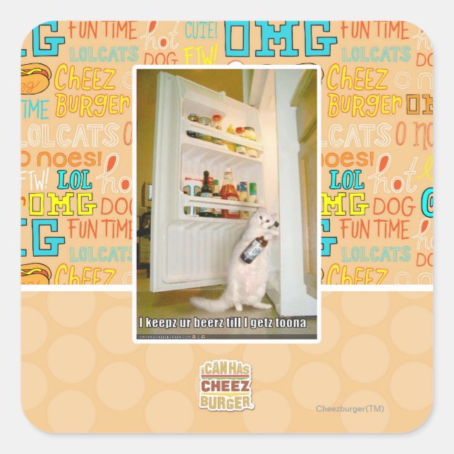 I keepz ur beerz quadratischer aufkleber (Vorderseite)