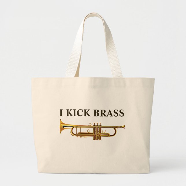 I Kick Brass Golden Trumpet Jumbo Stoffbeutel (Vorne)