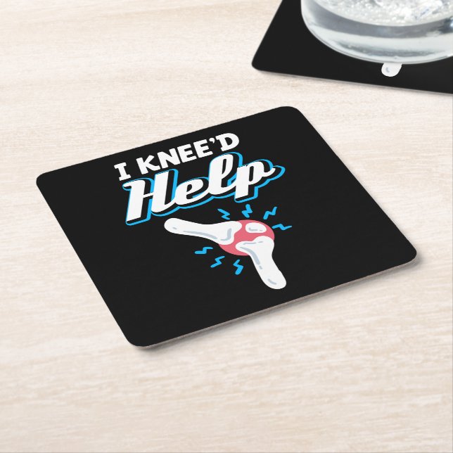I Kneed Help Knee Replacement Operation Joint New  Rechteckiger Pappuntersetzer (angewinkelt)
