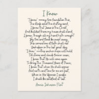 "I Know" Annie Johnson Flint Poetry Postcard