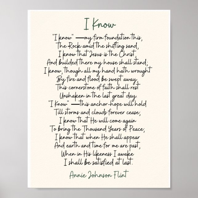 "I Know" Annie Johnson Flint Value Poster (Matte) (Vorne)
