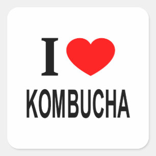 I ❤️ KOMBUCHA I LIEBE KOMBUCHA I HEART KOMBUCHA QUADRATISCHER AUFKLEBER
