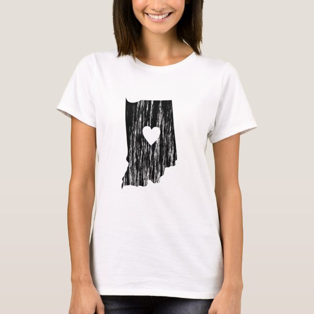 I Kontur-Staats-Liebe Herz-Indianas Grunge T-Shirt (Vorderseite)