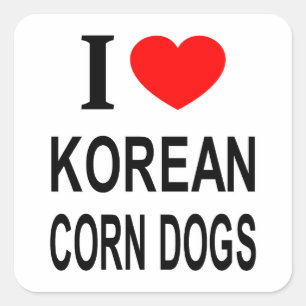 I ❤️ KOREAN CORN DOGS I LIEBE KOREAN CORN DOGS I E QUADRATISCHER AUFKLEBER
