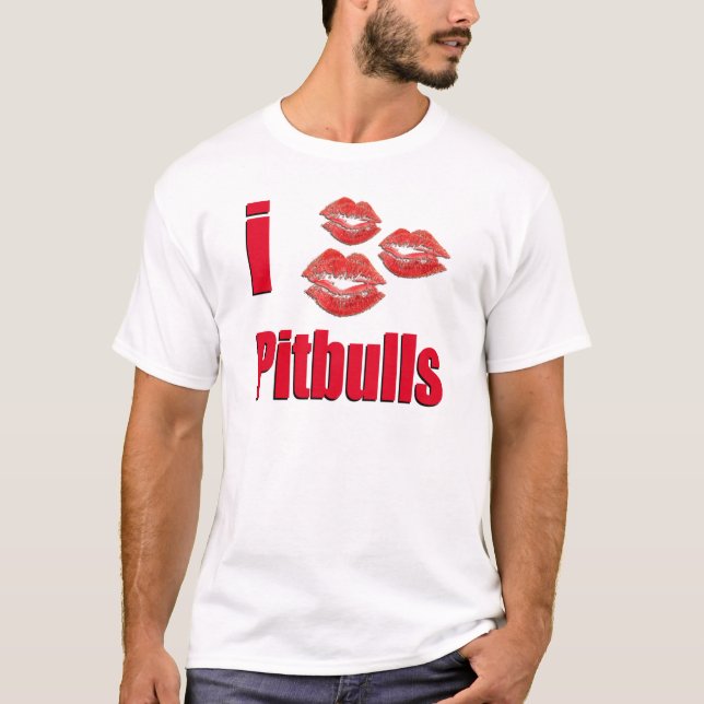 I küsst Liebe Pitbull Hunde, Lippenstift T-Shirt (Vorderseite)