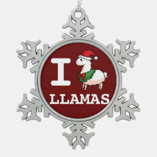 I Lama-Lamas Schneeflocken Zinn-Ornament