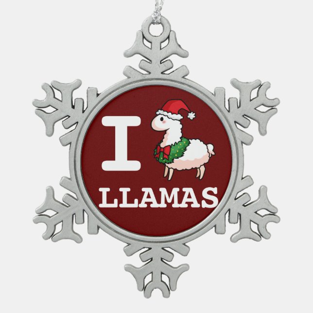 I Lama-Lamas Schneeflocken Zinn-Ornament (Vorderseite)
