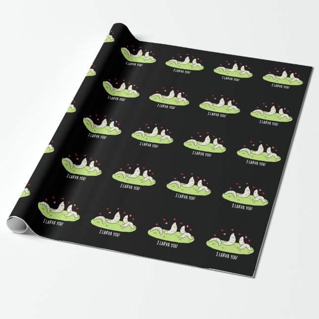 I Larvae You Funny Larvae Liebe Puff Dark BG Geschenkpapier (Ungerollt)