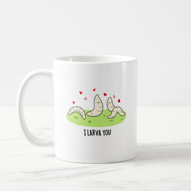 I Larvae You Funny Larvae Liebe Puff Kaffeetasse (Links)