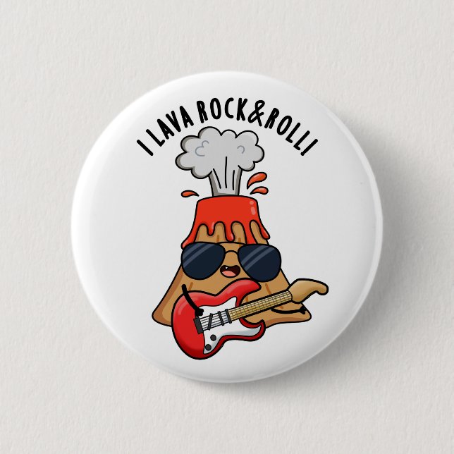 I Lava Rock and Roll Funny Volcano Pub Button (Vorderseite)