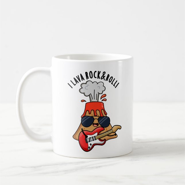 I Lava Rock and Roll Funny Volcano Pub Kaffeetasse (Links)