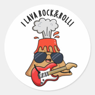 I Lava Rock and Roll Funny Volcano Pub Runder Aufkleber