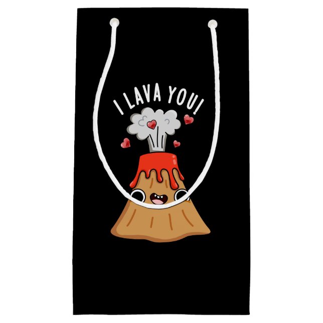 I Lava You Funny Volcano Pun Dark BG Kleine Geschenktüte (Vorderseite)
