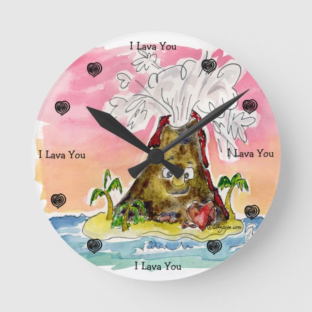 I Lava You Runde Wanduhr (Vorderseite)