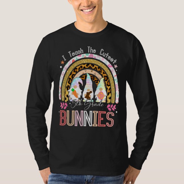 I lehre Niedliche Bunnies Leopard Rainbow E T-Shirt (Vorderseite)