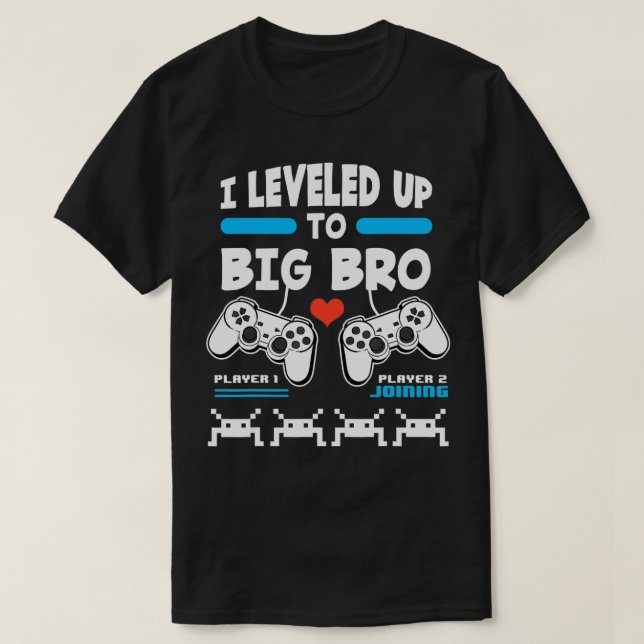 I Leveled Up To Big Bro Gamer Gender Reveal Game C T-Shirt (Design vorne)
