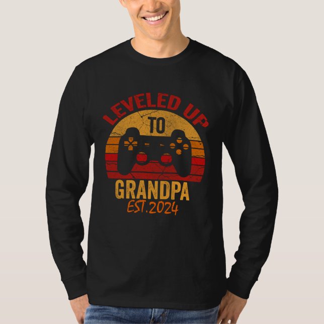 I Leveled Up To Grandpa 2024  Video Gamer New Gran T-Shirt (Vorderseite)