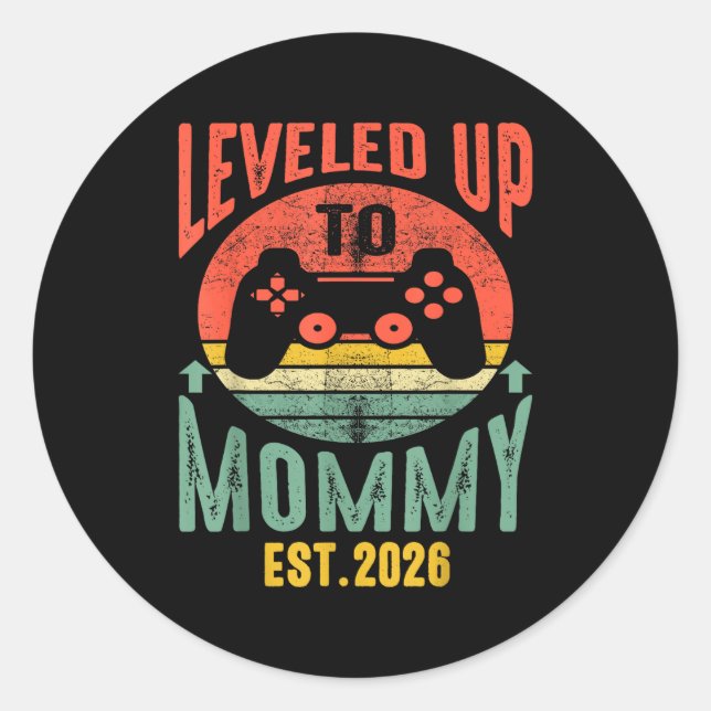 I Leveled Up To Mommy 2026 Pregnancy Announcement  Runder Aufkleber (Vorderseite)