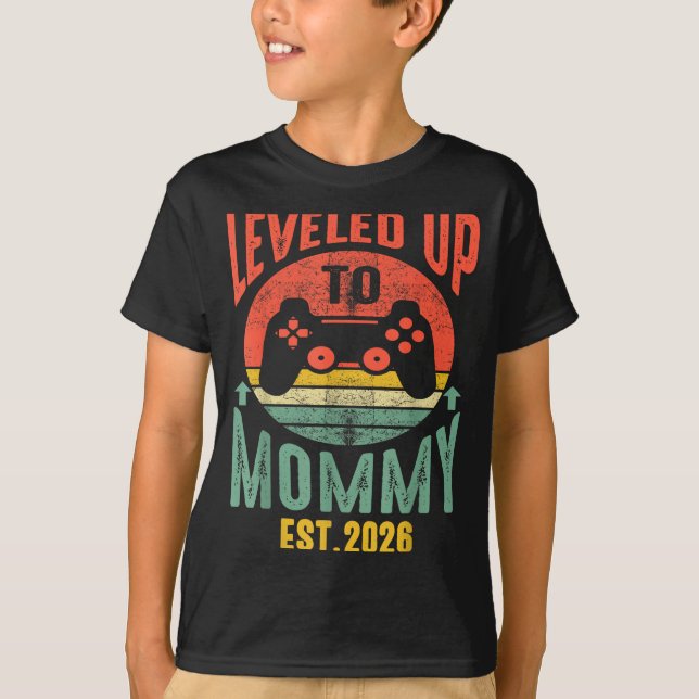 I Leveled Up To Mommy 2026 Pregnancy Announcement  T-Shirt (Vorderseite)